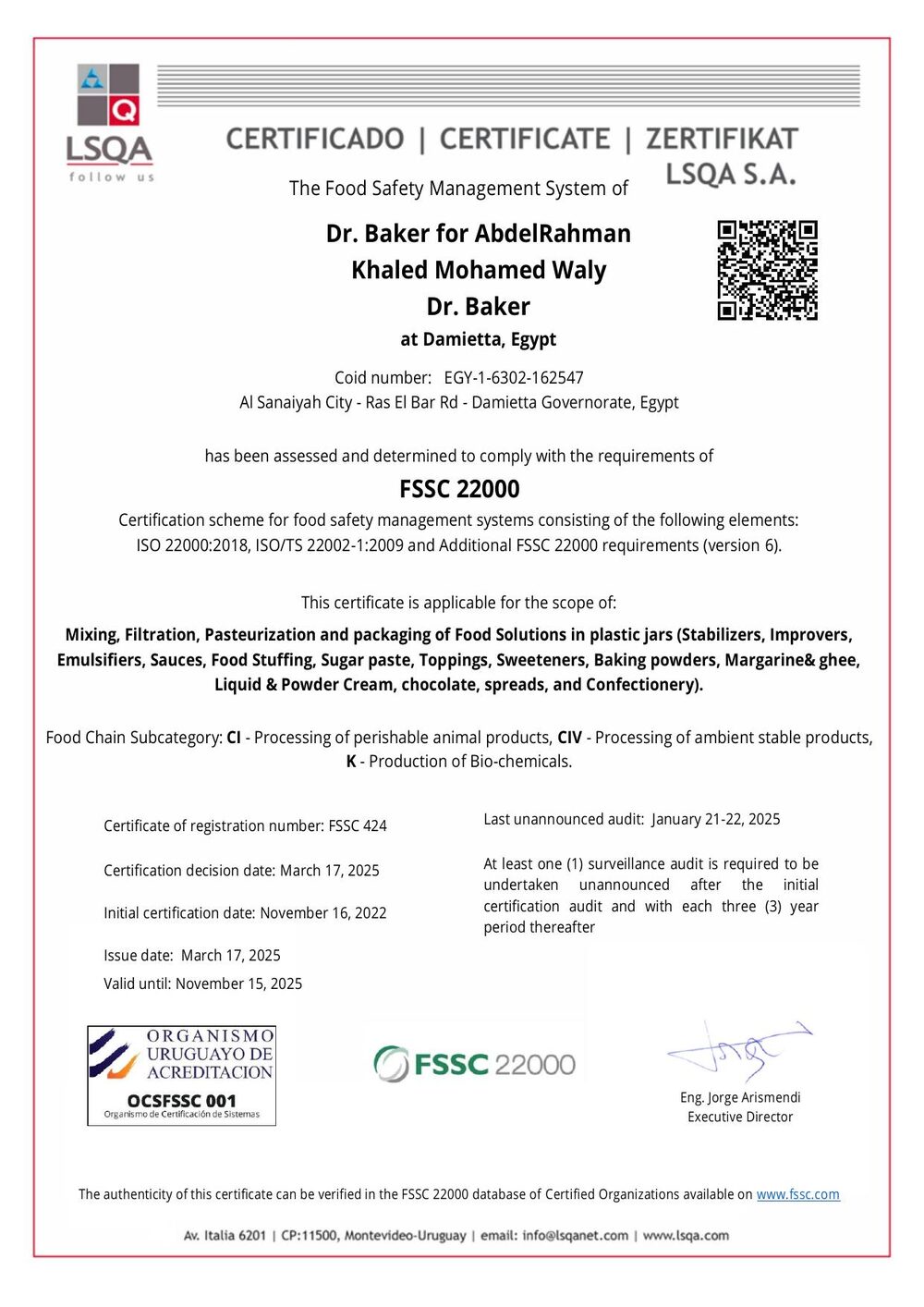 FSSC 22000 Food Safety Management System